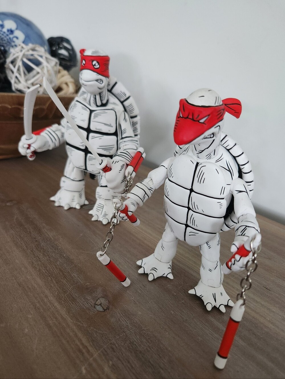 White & Red Ninja Turtle Action Figures - Set of 2